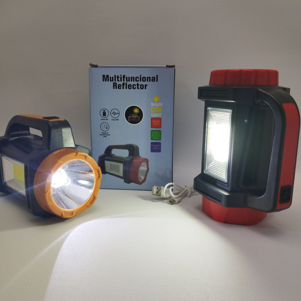 Многофункциональный кемпинговый ручной фонарь Multifuncional Reflector (USB, солнечная батарея, 3 режима работы, функция powerbank)